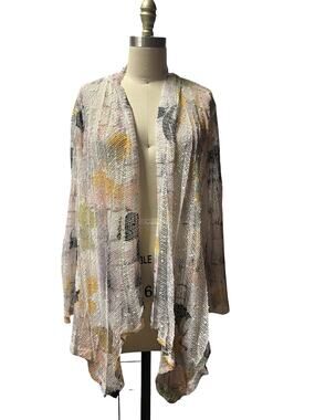 Impulse California Loose Knit Open Front Lagenlook Resort Wear Cardigan SZ L